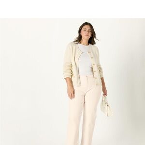 Women's Slim Straight Leg, Ecru, Plus Size XL, Waist 36", Zip/Button Closure